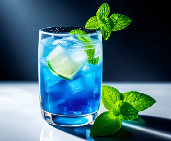 Ein blauer Zauber aus Wodka, Rum, Blue Curacao, Kokossirup und Ananassaft.